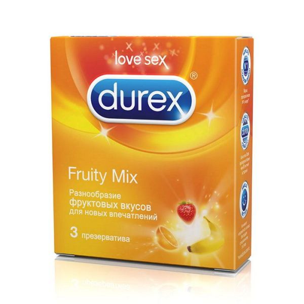 Презервативы Durex с фруктовыми вкусами Fruity Mix, 3шт фотография